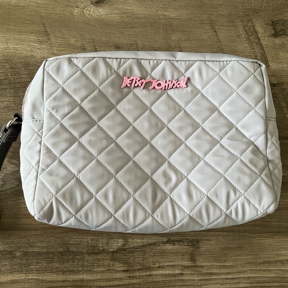 Gray Betsey Johnson double dipper cosmetic/storage bag